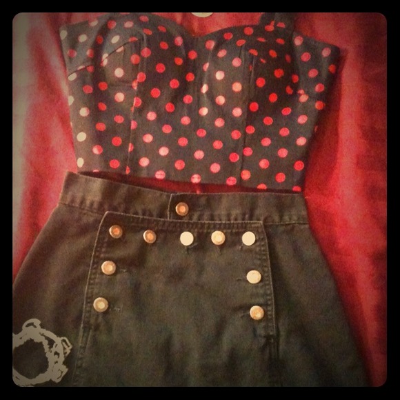 Vintage High-waisted Black Denim Mini