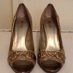 Gold guess heels