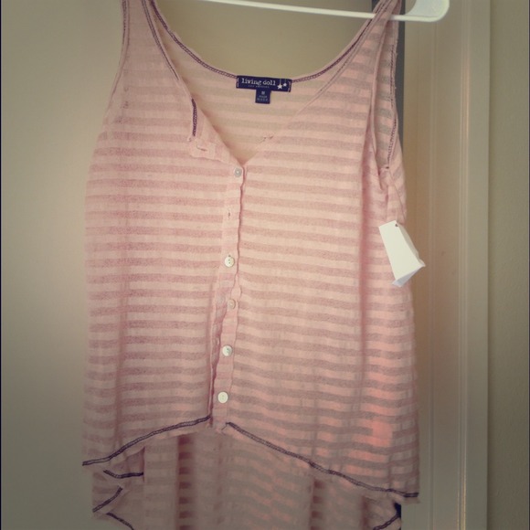 Pink striped high low tank