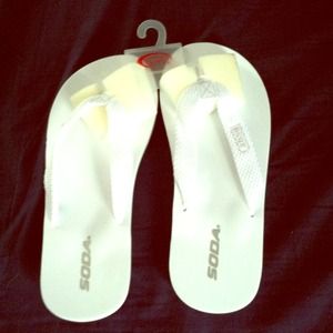 NWT white flip flops