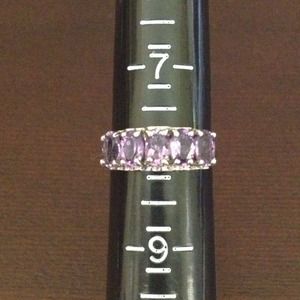 Amethyst Ring Sz 8 & Honora Pearl Earrings Bundle