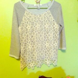 Crochet Overlay Raglan Top