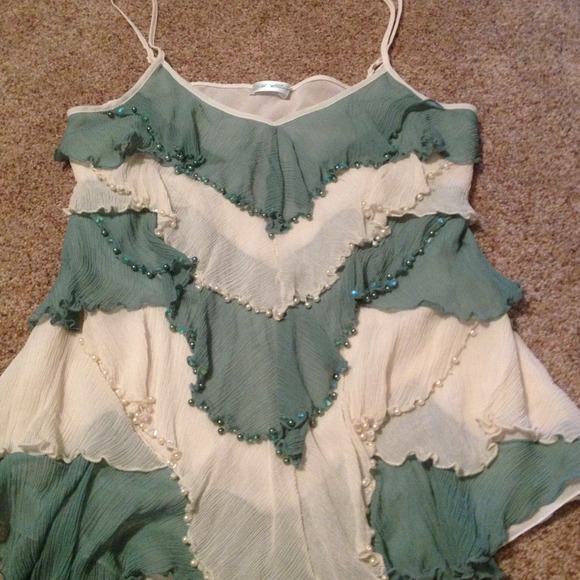 Tiered tank with beads and sequins! Jr L.