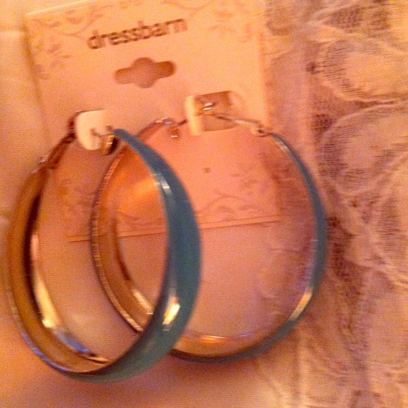 Blue-green hoop earrings