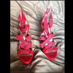 Red strappy heels