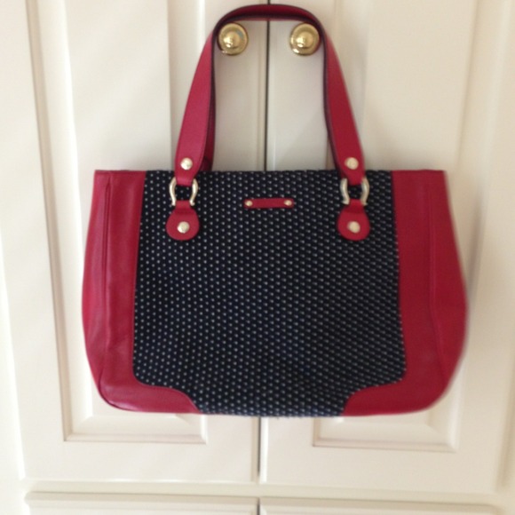 Kate Spade red, white, and blue polka dot handbag
