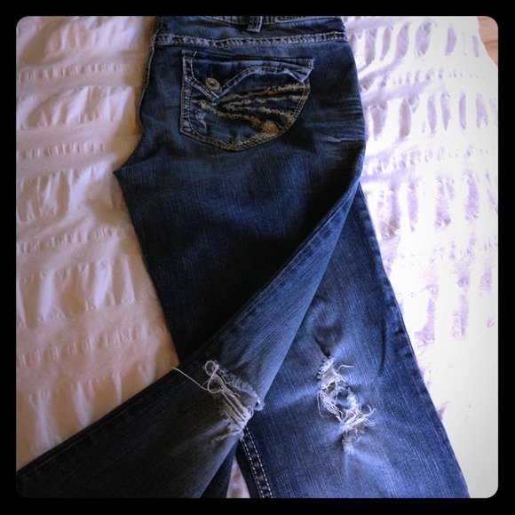 Silver stressed jeans