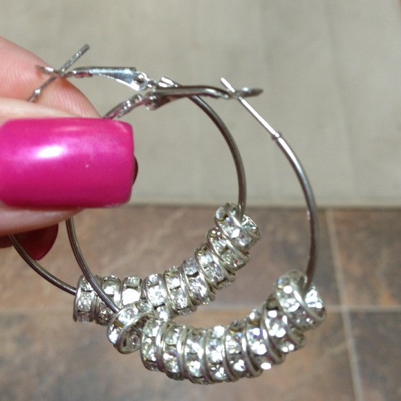 Bling bling hooped earrings - Picture 1 of 1