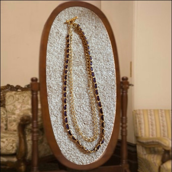 Leather & Gold Double Chain Necklace