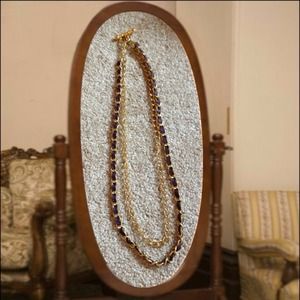 Leather & Gold Double Chain Necklace