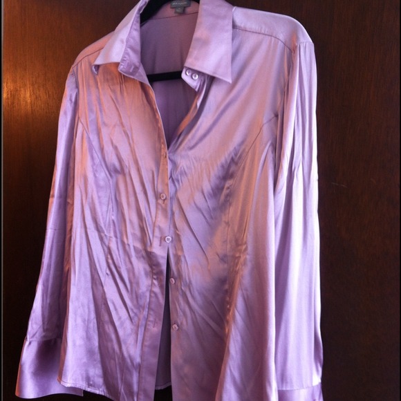 AT silk button up long sleeve lavender dress shirt