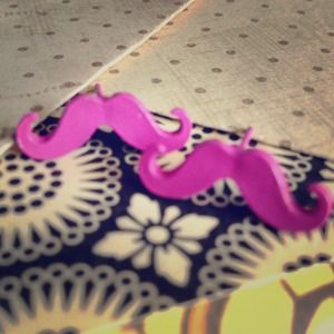 Brand new Pink mustache earrings
