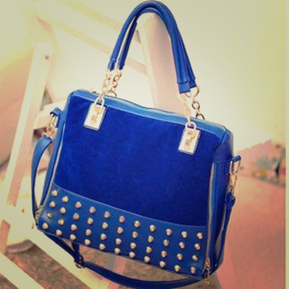 Blue rivet handbag