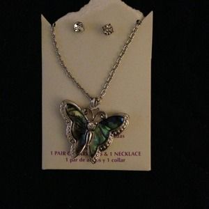 Butterfly necklace and matching earrings