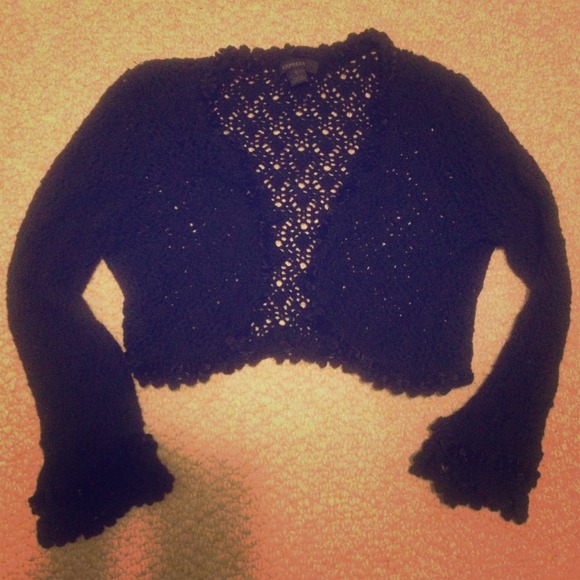 Crocheted black crop sweater
