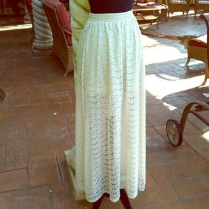 Cream Lace Maxi Skirt