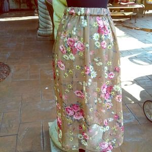 Floral Brown Maxi Skirt & Denim Dress