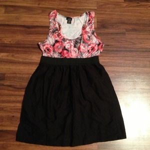 Pink And Black Roses Dress