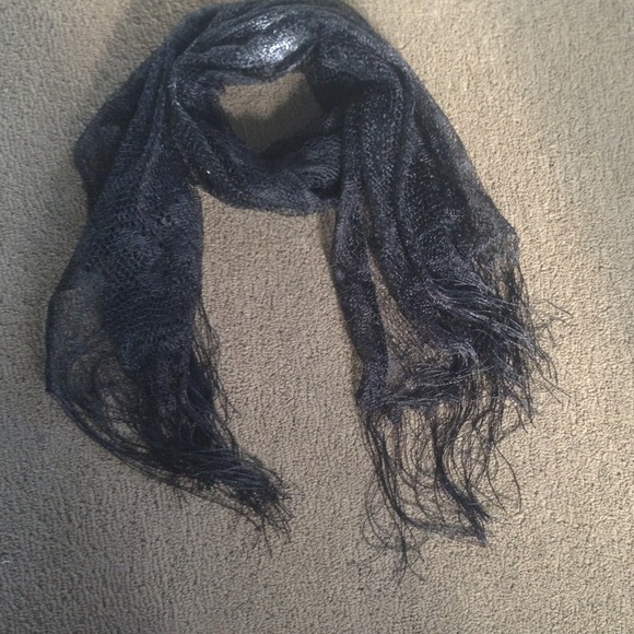 Black lace shawl with fringe ends