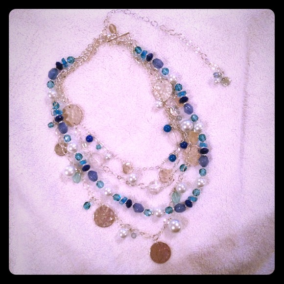 WHBM Multi Layer Shade of Blue Necklace