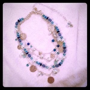 WHBM Multi Layer Shade of Blue Necklace