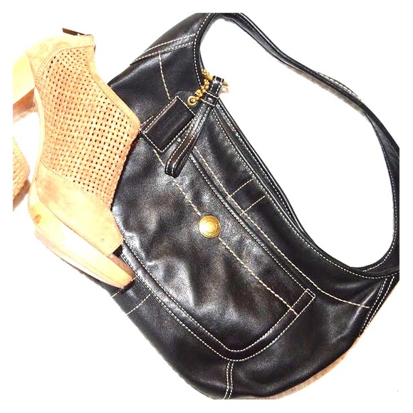 Black leather Coach bag