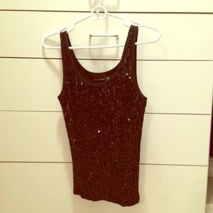 Black Sequined Tank Top