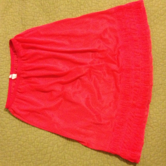 Vintage coral red lace trimmed slip