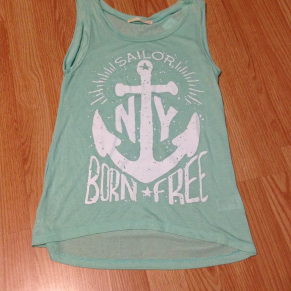 Mint green anchor top