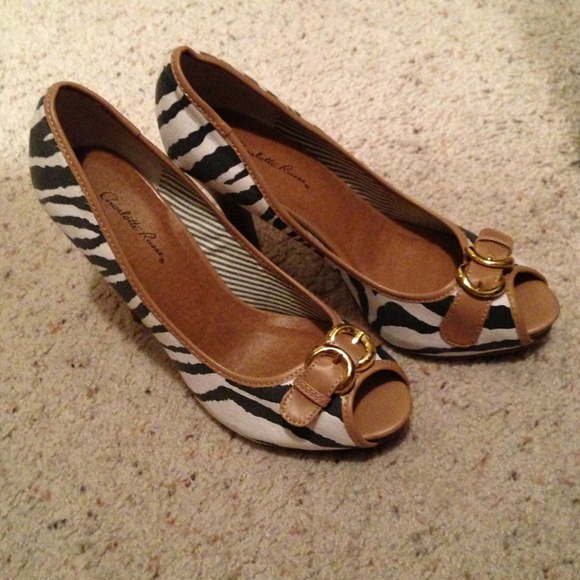 Zebra and brown heels size 7