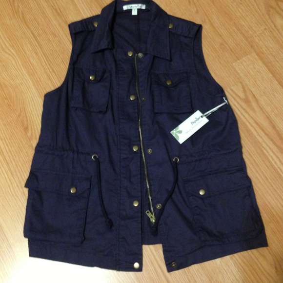 Plum military styled sleeveless vest