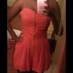 Peach Dressy Romper w/ Exposed Zipper  NWOT