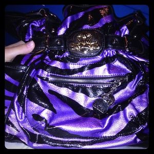Kathy Van Zeeland purse purple/black zebra