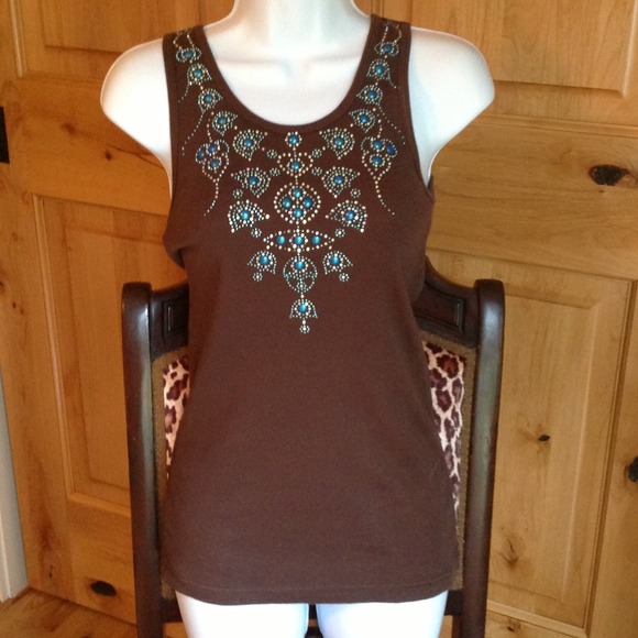 SOLD in bundle Brown tank embellished