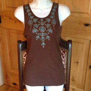 SOLD in bundle Brown tank embellished