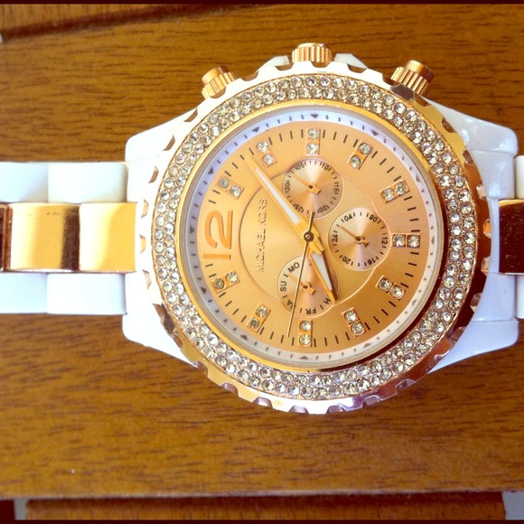 Rose Gold and White MK Inspired Watch