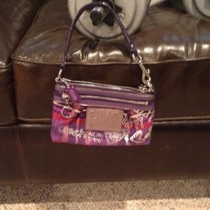 Authentic Coach Tartan Wristlet