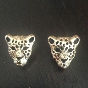 Rose Gold Leopard Earrings with Pink Crystals