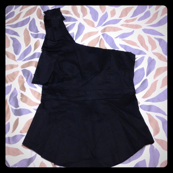 French Connection black one shoulder top