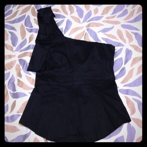 French Connection black one shoulder top