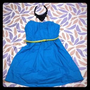 Strapless turquoise dress