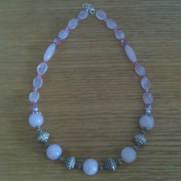 Genuine Rose Quartz & Citrine 925 Necklace, 18"