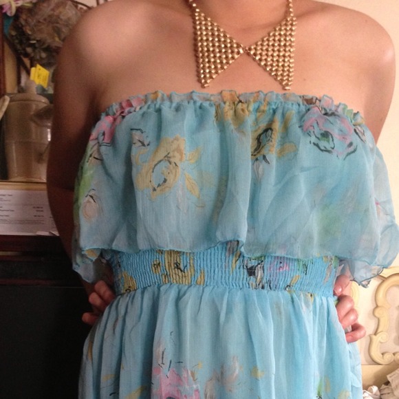 Print dress color turquoise size M