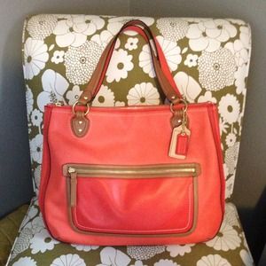 COACH POPPY COLORBLOCK HALLIE TOTE Like New!