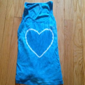 Blue tank top with white heart