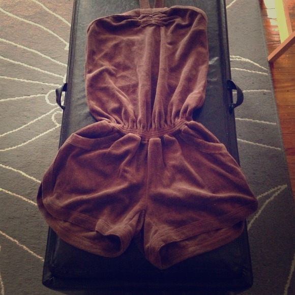 Brown Terry cloth halter romper