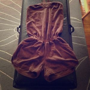 Brown Terry cloth halter romper