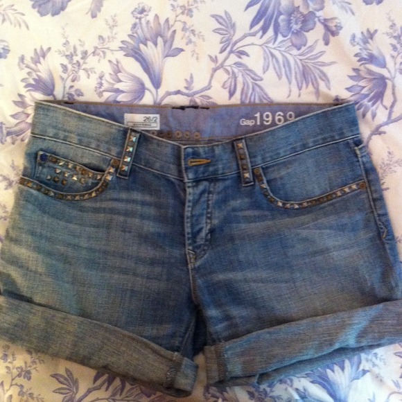 Reserve Gap studded jean boyfriend shorts.