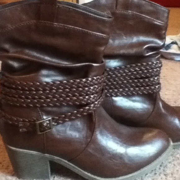 Brown leather boots