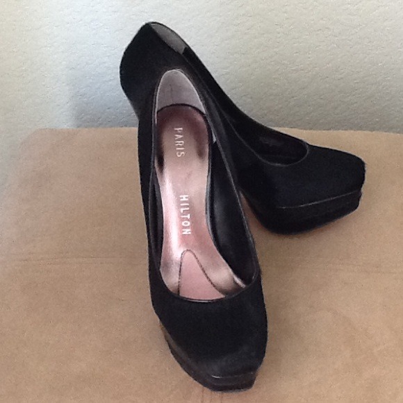 Black fur heels